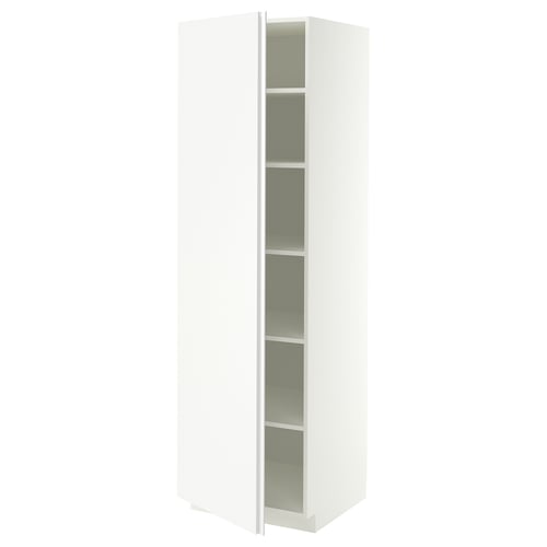 METOD High cabinet with shelves, white/VOXTORP matt white vertical handle, 60x60x200 cm