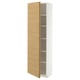 METOD High cabinet with shelves, white/VOXTORP oak effect vertical handle, 60x37x200 cm