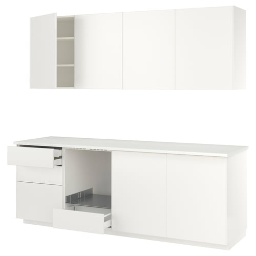 METOD Kitchen, white/Veddinge white, 246x60x227 cm