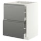METOD / MAXIMERA Base cab f hob/2 fronts/2 drawers, white/Voxtorp stainless steel effect, 60x60 cm
