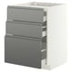 METOD / MAXIMERA Base cab f hob/3 fronts/3 drawers, white/Voxtorp stainless steel effect, 60x60 cm
