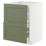 METOD / MAXIMERA Base cab f hob/int extractor w drw, white/Axstad grey-green, 60x60 cm