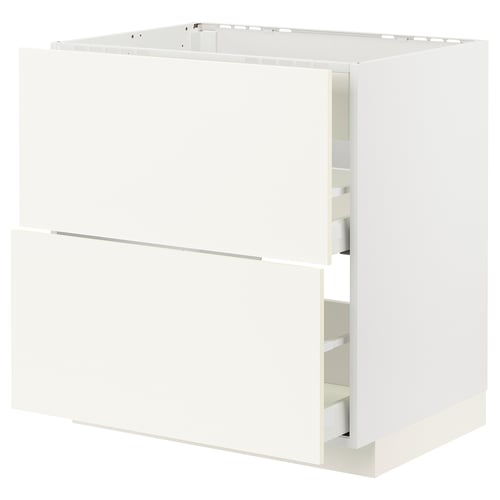 A white METOD kitchen cabinet with smooth-running drawers.
