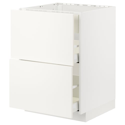 White METOD kitchen cabinet with two drawers, smooth design.