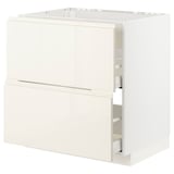 METOD / MAXIMERA Base cab f hob/int extractor w drw, white/Voxtorp high-gloss light beige, 80x60 cm