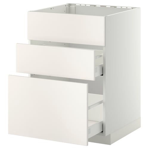 White METOD kitchen cabinet with two drawers.