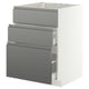 METOD / MAXIMERA Base cab f sink+3 fronts/2 drawers, white/Voxtorp stainless steel effect, 60x60 cm