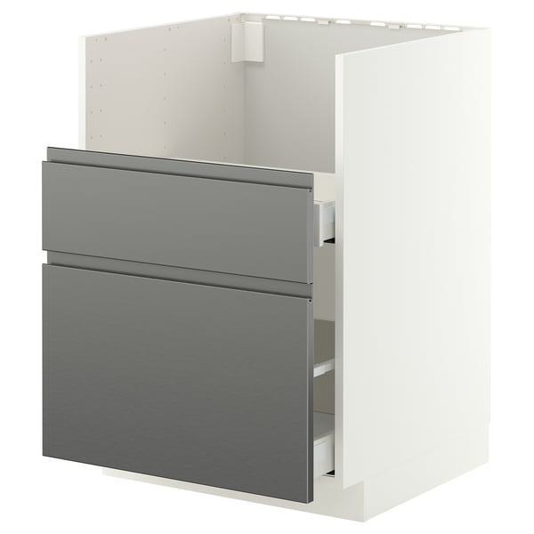 METOD / MAXIMERA Base cab f TALLSJÖN sink, white/Voxtorp stainless steel effect, 60x60 cm