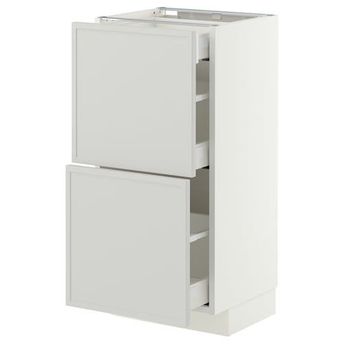 METOD / MAXIMERA Base cab with 2 fronts/3 drawers, white/Aspudden light grey, 40x37 cm