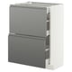 METOD / MAXIMERA Base cab with 2 fronts/3 drawers, white/Voxtorp stainless steel effect, 60x37 cm
