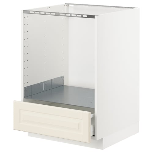 METOD kitchen unit, white. Includes off-white drawer, wooden finish. Modern traditional design with smooth-running drawers.
