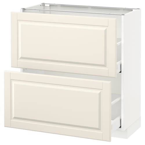 METOD off-white cabinet, 2-drawer design, smooth white finish, modern traditional style.