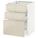 METOD / MAXIMERA Base cabinet with 3 drawers, white/Voxtorp high-gloss light beige, 60x60 cm