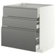 METOD / MAXIMERA Base cabinet with 3 drawers, white/Voxtorp stainless steel effect, 80x60 cm