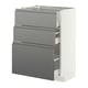 METOD / MAXIMERA Base cabinet with 3 drawers, white/Voxtorp stainless steel effect, 60x37 cm