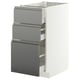 METOD / MAXIMERA Base cabinet with 3 drawers, white/Voxtorp stainless steel effect, 40x60 cm