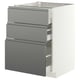 METOD / MAXIMERA Base cabinet with 3 drawers, white/Voxtorp stainless steel effect, 60x60 cm