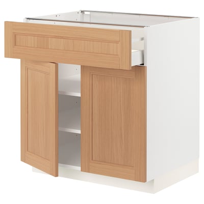 METOD / MAXIMERA Base cabinet with drawer/2 doors, white/Vedhamn oak, 80x60 cm