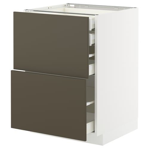 METOD kitchen cabinet with 2 drawers, dark brown/beige, modern design.