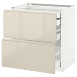 METOD / MAXIMERA Base cb 2 frnts/2 low/1 md/1 hi drw, white/Voxtorp high-gloss light beige, 80x60 cm