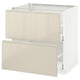 METOD / MAXIMERA Base cb 2 fronts/2 high drawers, white/Voxtorp high-gloss light beige, 80x60 cm