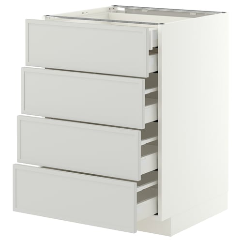METOD / MAXIMERA Base cb 4 frnts/2 low/3 md drwrs, white/Aspudden light grey, 60x60 cm