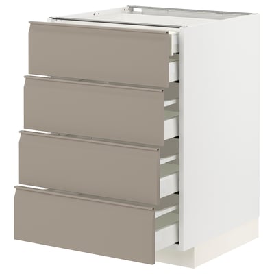 METOD kitchen unit, grey-beige, four drawers, modern design, self-closing drawers, sturdy frame.