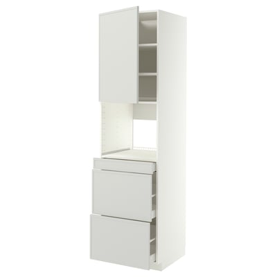 METOD / MAXIMERA Hi cab f micro combi w door/3 drwrs, white/Aspudden light grey, 60x60x220 cm