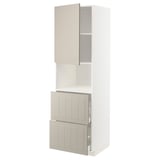 METOD / MAXIMERA Hi cab f micro w door/2 drawers, white/Stensund beige, 60x60x200 cm