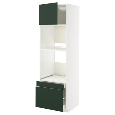 METOD / MAXIMERA Hi cab f ov/combi ov w dr/2 drwrs, white/Havstorp deep green, 60x60x200 cm