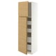 METOD / MAXIMERA Hi cab w 2 doors/4 drawers, white/VOXTORP oak effect vertical handle, 60x60x200 cm