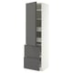 METOD / MAXIMERA Hi cab w shlvs/4 drawers/dr/2 frnts, white/VOXTORP dark grey vertical handle, 60x60x220 cm