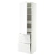METOD / MAXIMERA Hi cab w shlvs/4 drawers/dr/2 frnts, white/VOXTORP matt white vertical handle, 60x60x220 cm