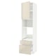 METOD / MAXIMERA High cab f oven/micro w dr/2 drwrs, white/Voxtorp high-gloss light beige, 60x60x240 cm