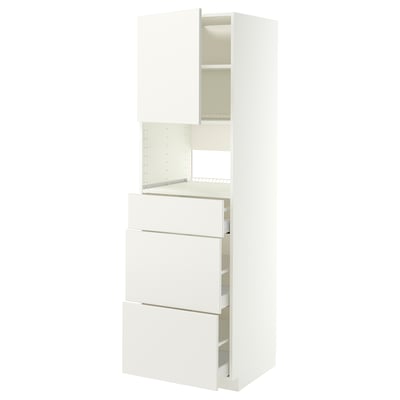 White METOD kitchen unit with smooth veddinge fronts, combining drawers and cabinet.