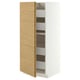METOD / MAXIMERA High cabinet with drawers, white/VOXTORP oak effect vertical handle, 60x60x140 cm