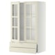 METOD / MAXIMERA Wall cab w 2 glass doors/2 drawers, white/Bodbyn off-white, 60x100 cm