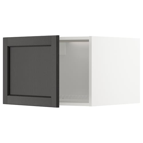 Black stained wood cabinet with open door