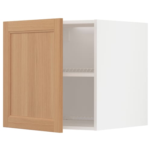Open ikea METOD oak cabinet with 2 shelves.
