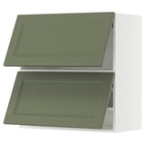 METOD Wall cab horizo 2 doors w push-open, white/Axstad grey-green, 80x80 cm