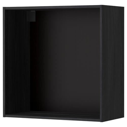 A black METOD wall cabinet from the METOD kitchen system. The cabinet is square-shaped with a flat, dark finish, and has a sleek, modern design.