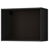 Black, rectangular wall cabinet from IKEAs METOD kitchen system. Made of particleboard with melamine surface, featuring a sturdy frame.