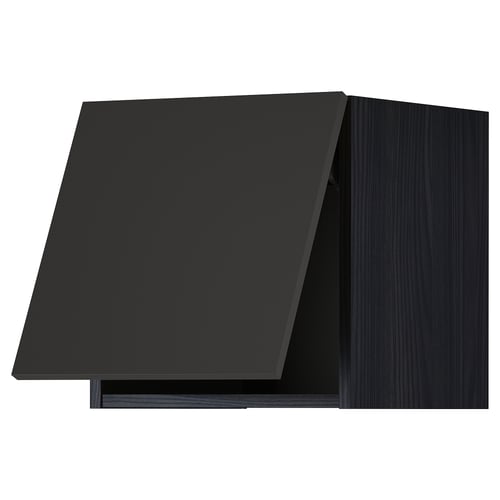 Black modern kitchen cabinet with clean lines and minimalist design.