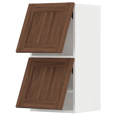 METOD Wall cabinet horizontal w 2 doors, white Enköping/brown walnut effect, 40x80 cm