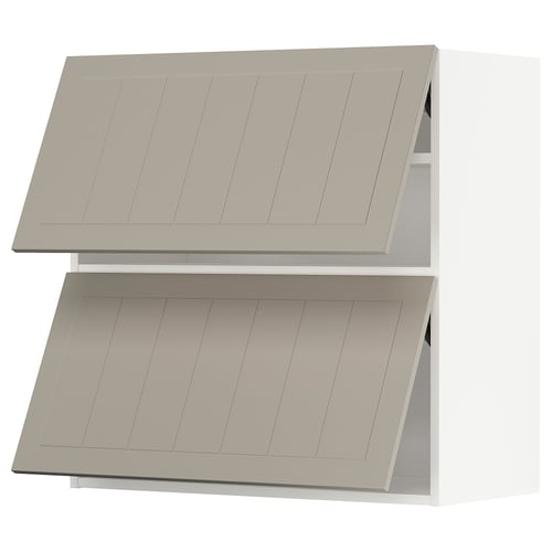 Beige METOD kitchen cabinets with vertical panels, sleek and modern look, crafted design.