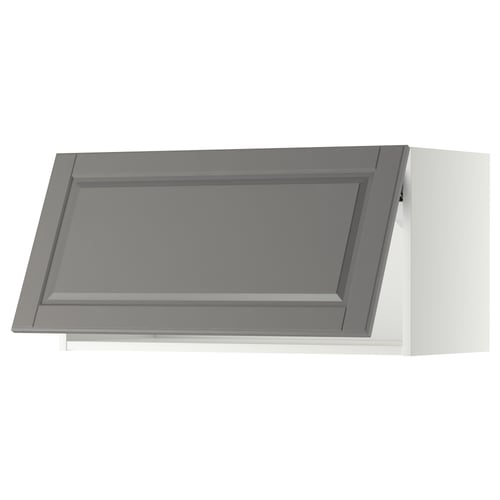 Grey METOD kitchen wall cabinet with bevelled edges.