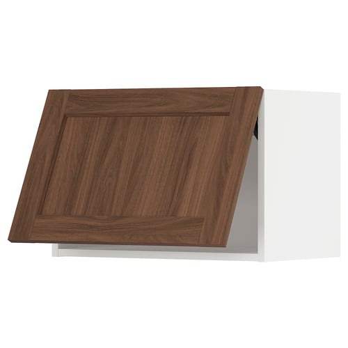 A wooden METOD kitchen cabinet with a walnut finish and a subtle grain texture. It has a rectangular shape and a flat panel design.