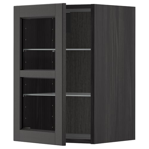 METOD kitchen wall cabinet, dark grey, 3 shelves, single door, square, modern.