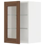METOD Wall cabinet w shelves/glass door, white Enköping/brown walnut effect, 40x60 cm