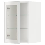 METOD Wall cabinet w shelves/glass door, white/Hejsta white clear glass, 40x60 cm